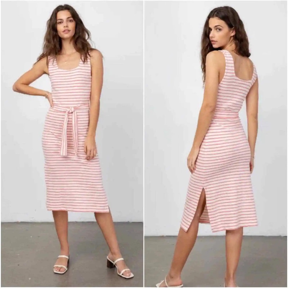 RAILS Taylin Ivory Peony Stripe Dress Size M Cotton Tank Midi